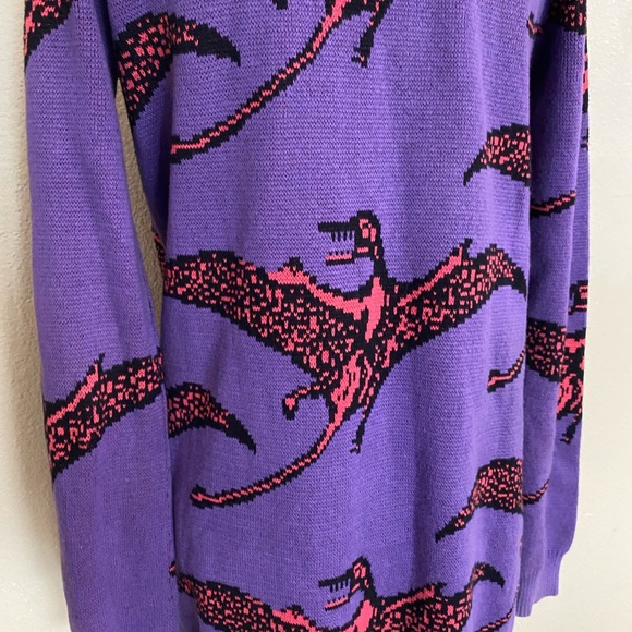 Vintage Betsey Johnson Pterodactyl Dinosaur 80’s Punk Sweater Dress Rare neon - Picture 12 of 13